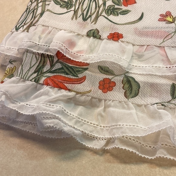 Endless Rose Floral Ruffle Off Shoulder Bishop Sheer 2 Tiers Elastic Waistband - Picture 6 of 15